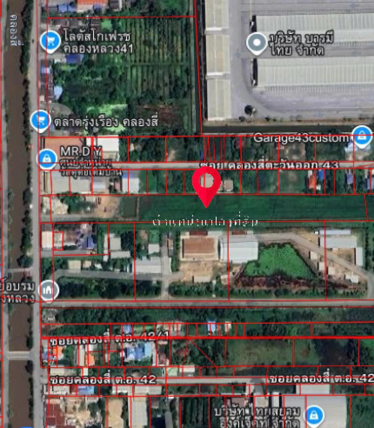 ขายที่ดิน ซอยคลองสี่ตะวันออก 43 เนื้อที่ 9-3-8.5 ไร่